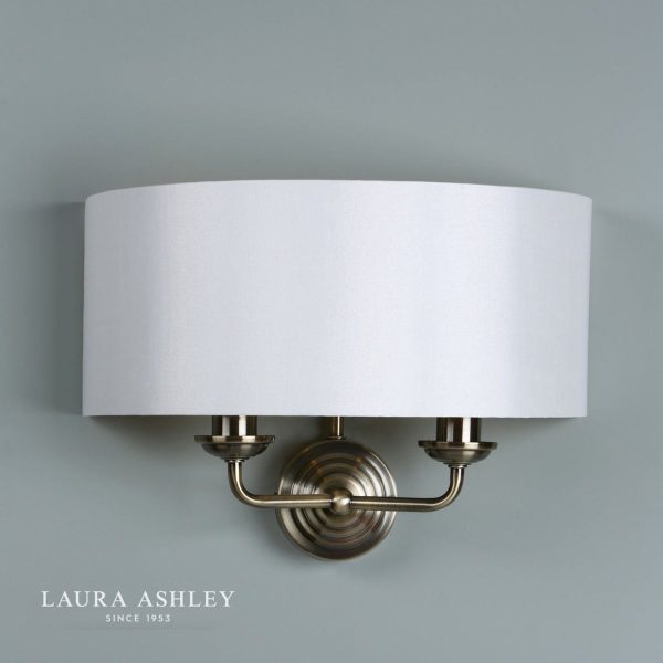 Laura Ashley Sorrento Antique Brass 2 Light Wall Light with Ivory Shade - Image 3