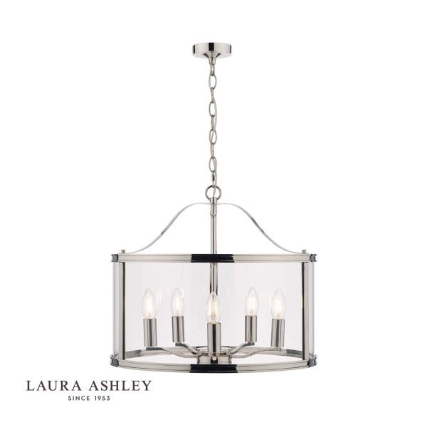 Laura Ashley Harrington Polished Nickel 5 Light Lantern Ceiling Light