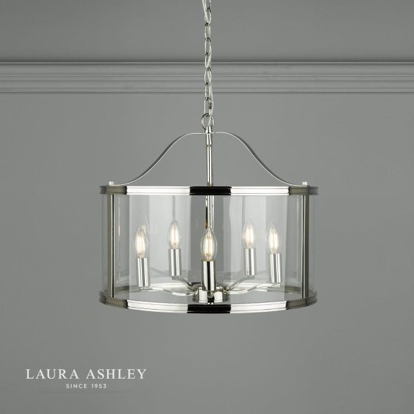 Laura Ashley Harrington Polished Nickel 5 Light Lantern Ceiling Light - Image 3