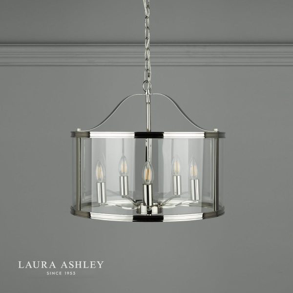 Laura Ashley Harrington Polished Nickel 5 Light Lantern Ceiling Light - Image 4