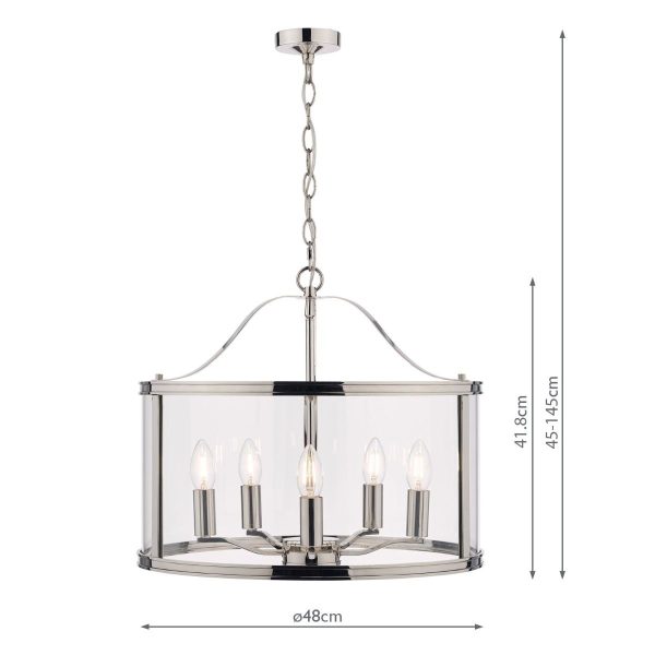 Laura Ashley Harrington Polished Nickel 5 Light Lantern Ceiling Light - Image 5