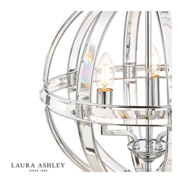 Laura Ashley Aidan 5lt Pendant Glass & Polished Chrome - Image 3