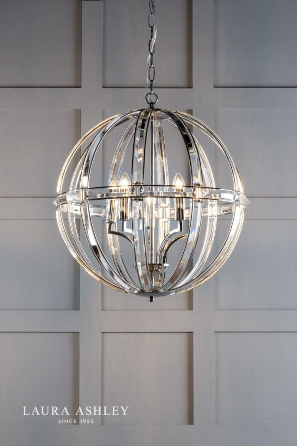 Laura Ashley Aidan 5lt Pendant Glass & Polished Chrome - Image 5