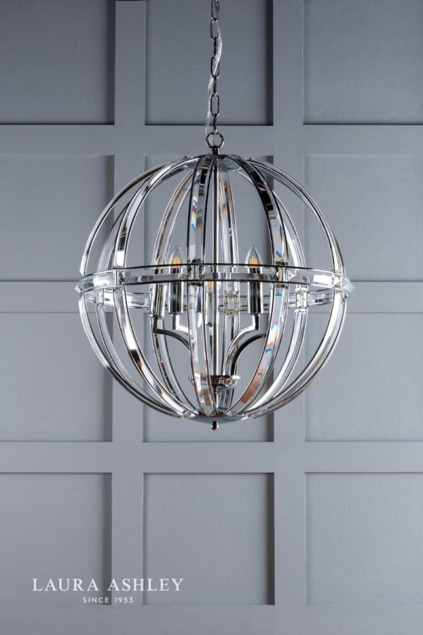 Laura Ashley Aidan 5lt Pendant Glass & Polished Chrome - Image 6