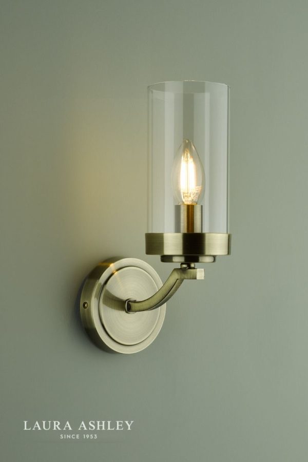 Laura Ashley Joseph Wall Light Antique Brass Glass - Image 4