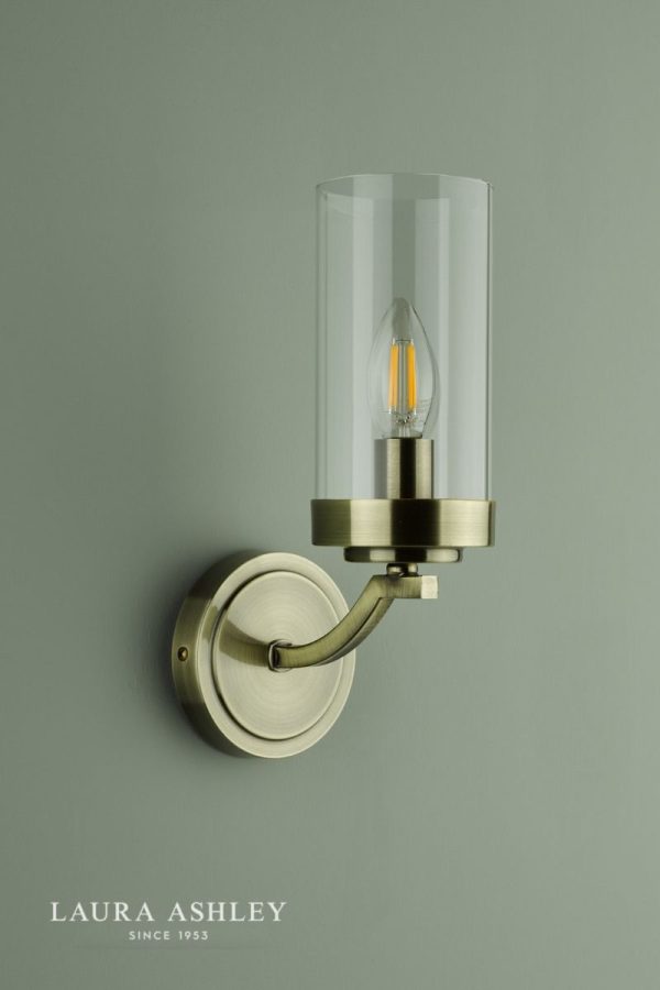 Laura Ashley Joseph Wall Light Antique Brass Glass - Image 5