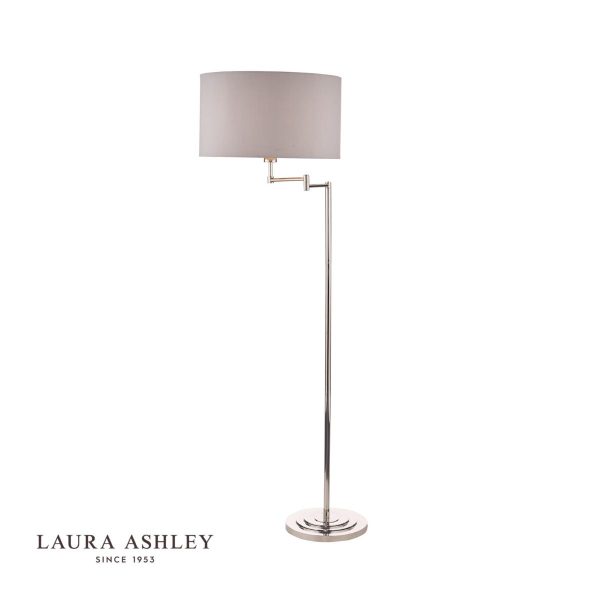 Laura Ashley Marlowe Polished Nickel Swing Arm Floor Lamp with Shade