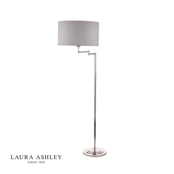 Laura Ashley Marlowe Polished Nickel Swing Arm Floor Lamp with Shade - Image 2