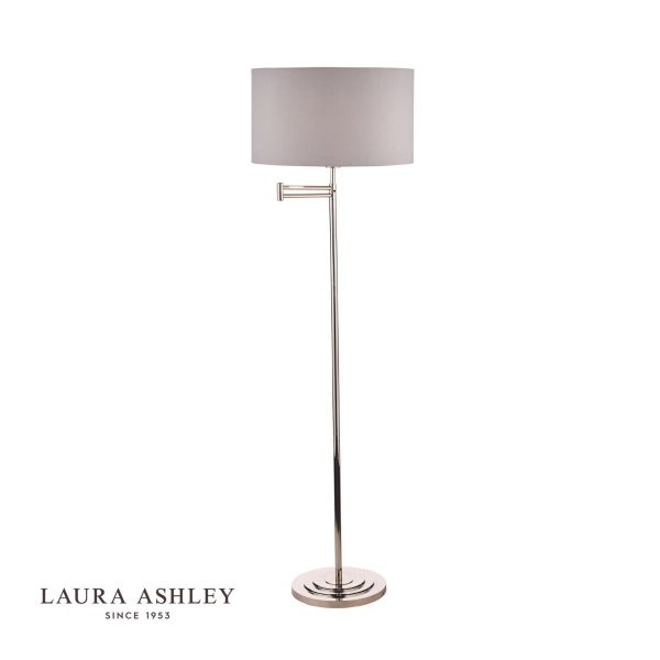 Laura Ashley Marlowe Polished Nickel Swing Arm Floor Lamp with Shade - Image 3