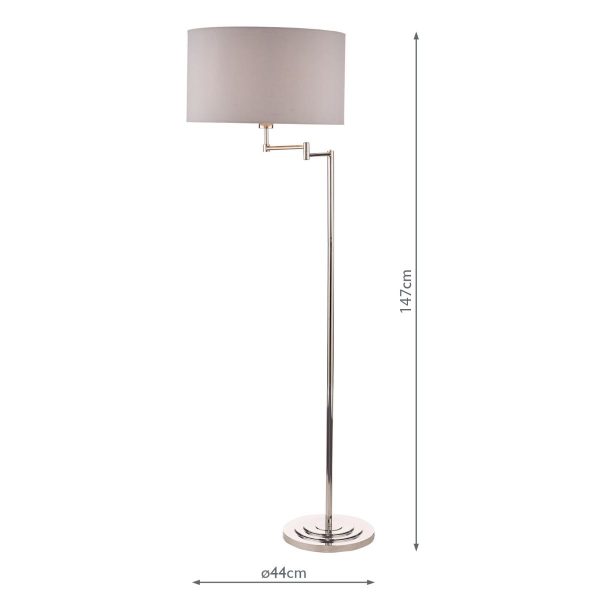 Laura Ashley Marlowe Polished Nickel Swing Arm Floor Lamp with Shade - Image 5