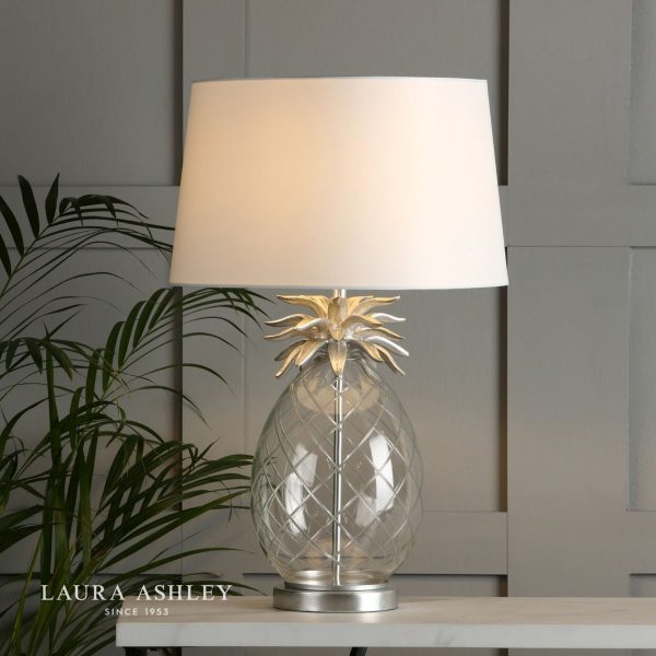 Laura Ashley Pineapple Clear Cut Glass Table Lamp with Ivory shade - Image 2