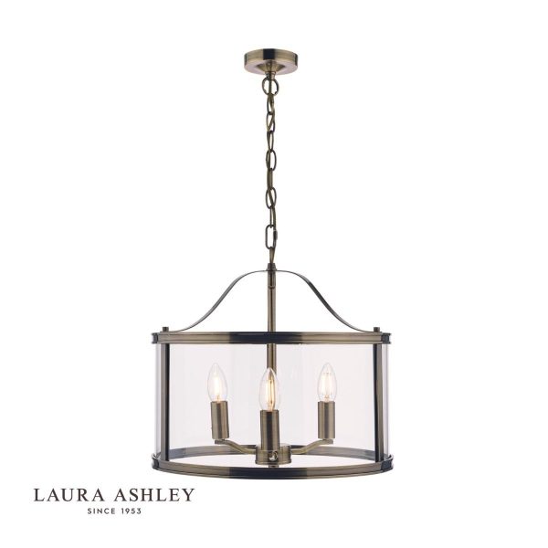 Laura Ashley Harrington Antique Brass 3 Light Lantern Ceiling Light