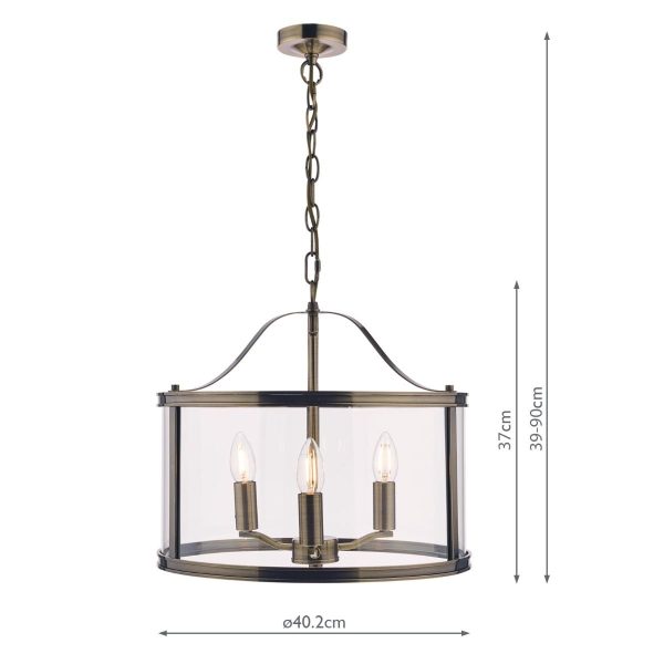 Laura Ashley Harrington Antique Brass 3 Light Lantern Ceiling Light - Image 5