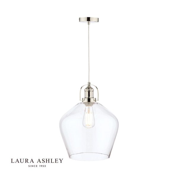 Laura Ashley Rye Pendant Polished Nickel Clear Glass