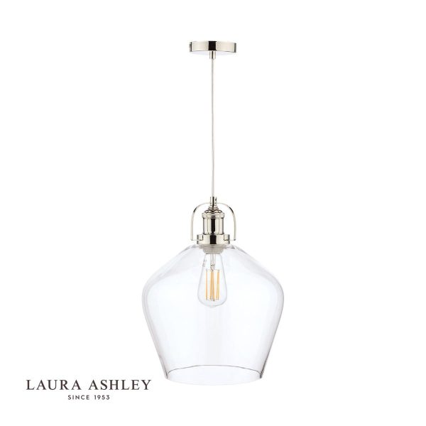 Laura Ashley Rye Pendant Polished Nickel Clear Glass - Image 2