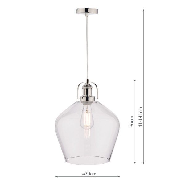 Laura Ashley Rye Pendant Polished Nickel Clear Glass - Image 5