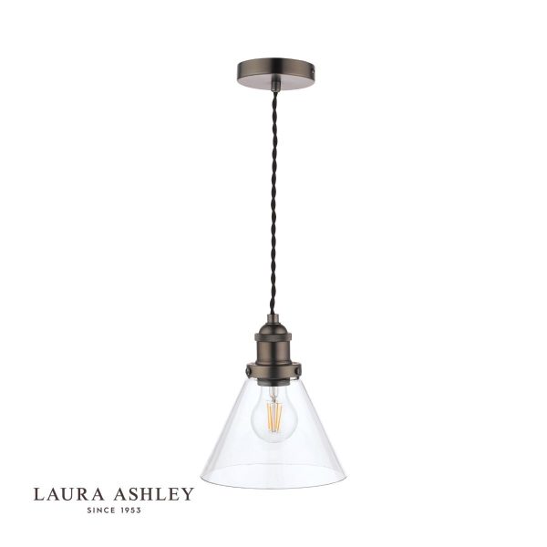 Laura Ashley Isaac Pendant Industrial Nickel Glass - Image 2