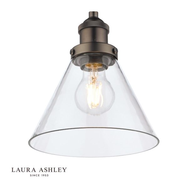 Laura Ashley Isaac Pendant Industrial Nickel Glass - Image 3