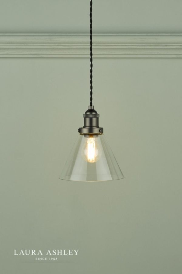 Laura Ashley Isaac Pendant Industrial Nickel Glass - Image 4