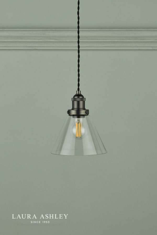 Laura Ashley Isaac Pendant Industrial Nickel Glass - Image 5