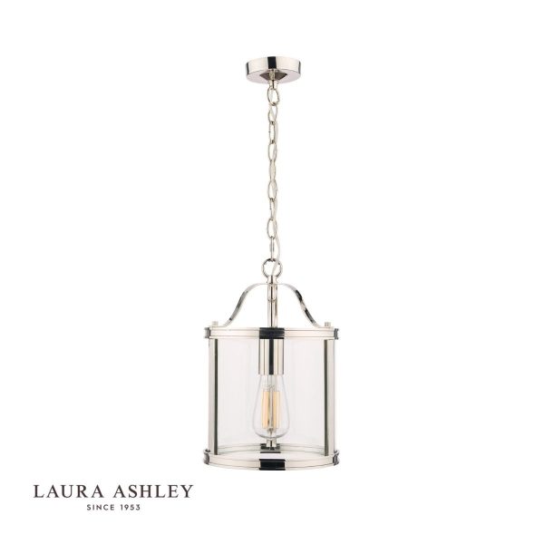 Laura Ashley Harrington Polished Nickel 1 Light Lantern Ceiling Light - Image 2