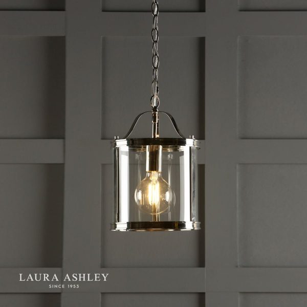 Laura Ashley Harrington Polished Nickel 1 Light Lantern Ceiling Light - Image 4