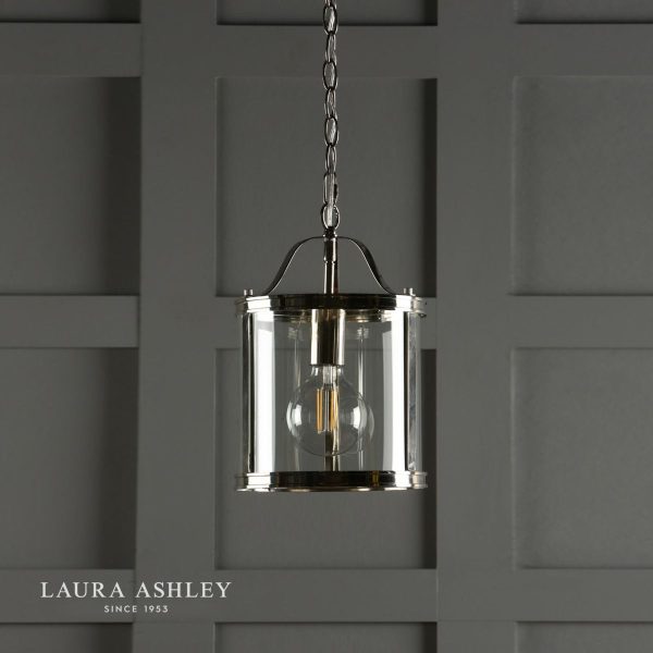 Laura Ashley Harrington Polished Nickel 1 Light Lantern Ceiling Light - Image 5