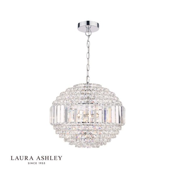 Laura Ashley Vienna Crystal & Polished Chrome 5 Light Orb Chandelier