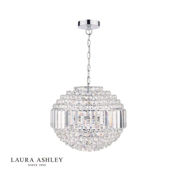 Laura Ashley Vienna Crystal & Polished Chrome 5 Light Orb Chandelier - Image 2