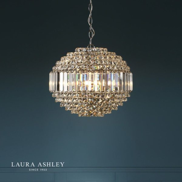 Laura Ashley Vienna Crystal & Polished Chrome 5 Light Orb Chandelier - Image 4