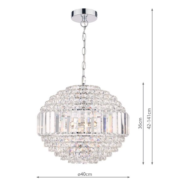 Laura Ashley Vienna Crystal & Polished Chrome 5 Light Orb Chandelier - Image 5