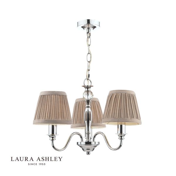 Laura Ashley Ellis 3lt Pendant Polished Chrome With Shades - Image 2