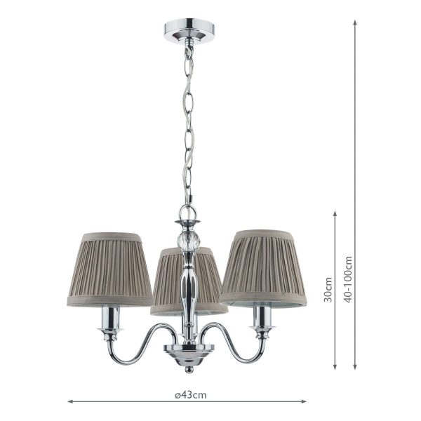 Laura Ashley Ellis 3lt Pendant Polished Chrome With Shades - Image 5