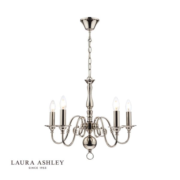 Laura Ashley Winchester 5lt Pendant Polished Nickel