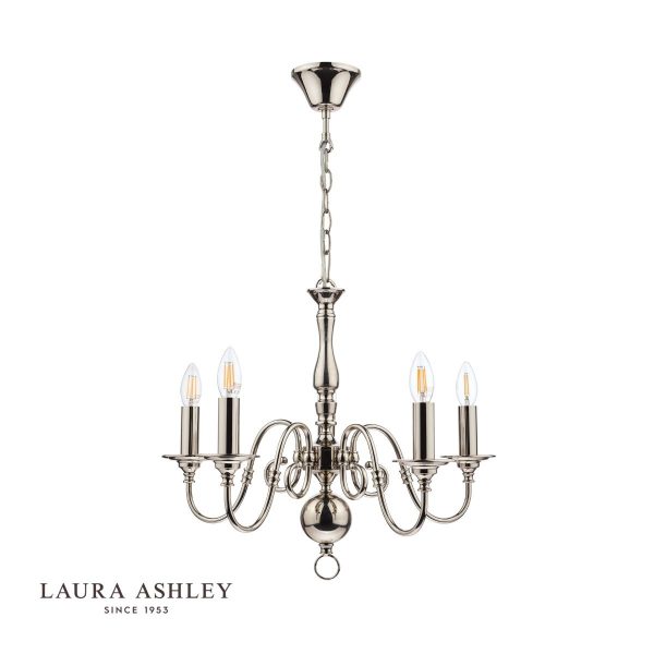 Laura Ashley Winchester 5lt Pendant Polished Nickel - Image 2