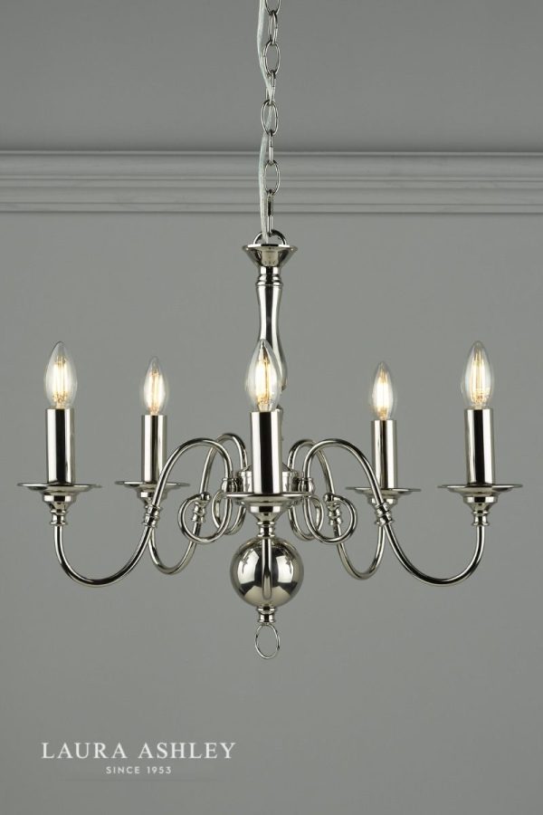 Laura Ashley Winchester 5lt Pendant Polished Nickel - Image 4