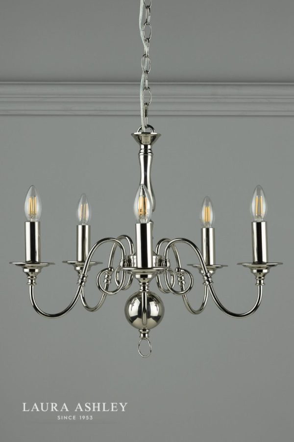 Laura Ashley Winchester 5lt Pendant Polished Nickel - Image 5