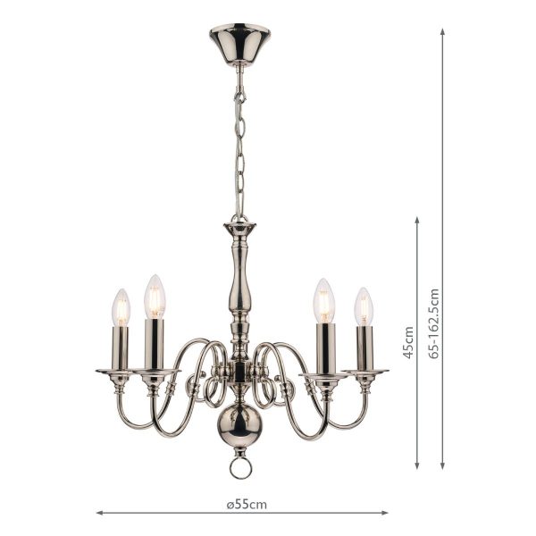 Laura Ashley Winchester 5lt Pendant Polished Nickel - Image 6