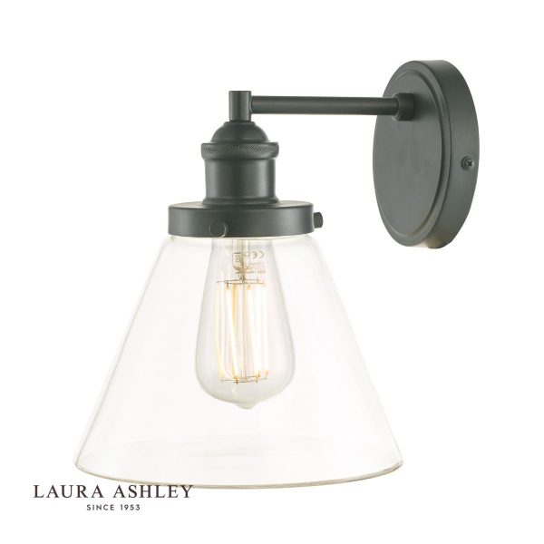 Laura Ashley Isaac Outdoor Wall Light Charcoal Glass IP44 - Image 2