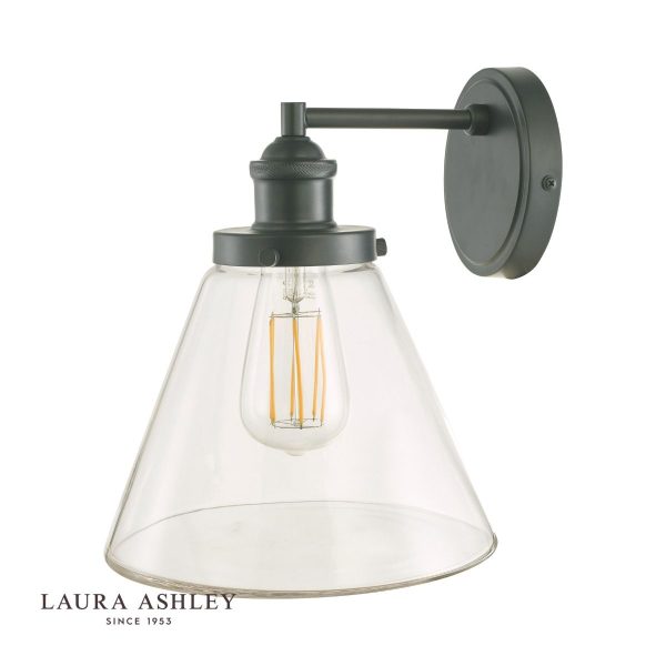 Laura Ashley Isaac Outdoor Wall Light Charcoal Glass IP44