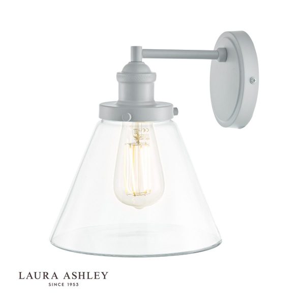 Laura Ashley Isaac Outdoor Wall Light Pale Slate Grey Glass IP44