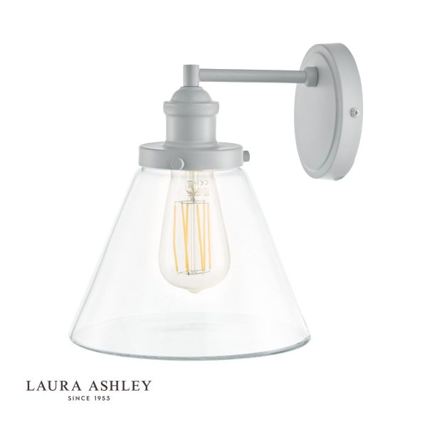 Laura Ashley Isaac Outdoor Wall Light Pale Slate Grey Glass IP44 - Image 2