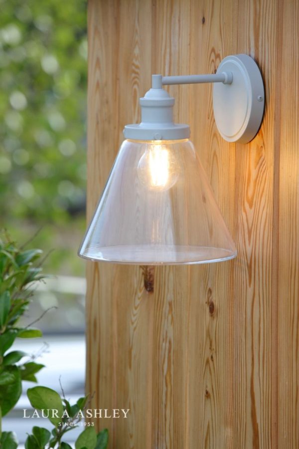 Laura Ashley Isaac Outdoor Wall Light Pale Slate Grey Glass IP44 - Image 5