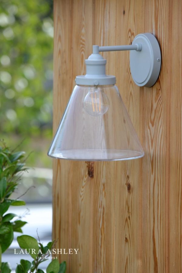 Laura Ashley Isaac Outdoor Wall Light Pale Slate Grey Glass IP44 - Image 4