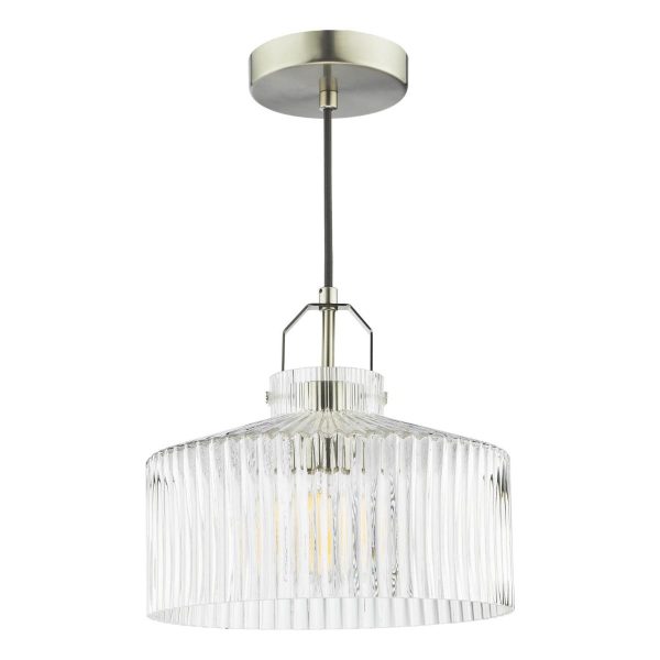 Lenka Pendant Satin Nickel and Ribbed Glass - Image 2