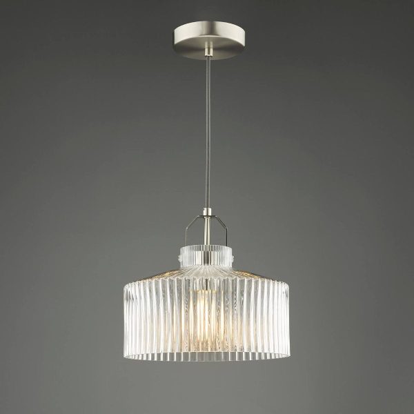 Lenka Pendant Satin Nickel and Ribbed Glass - Image 5