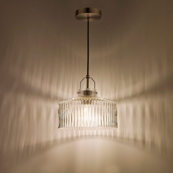 Lenka Pendant Satin Nickel and Ribbed Glass - Image 6