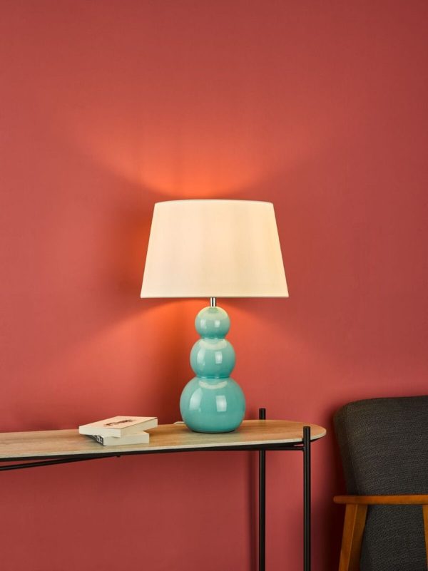 Mia Table Lamp Blue Ceramic With Shade - Image 6