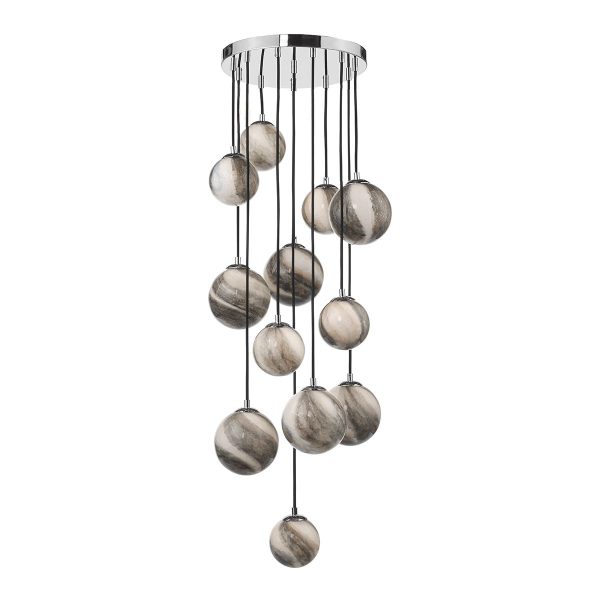 Mikara 12 Light Cluster Pendant Polished Chrome Glass 1.5M - Image 2