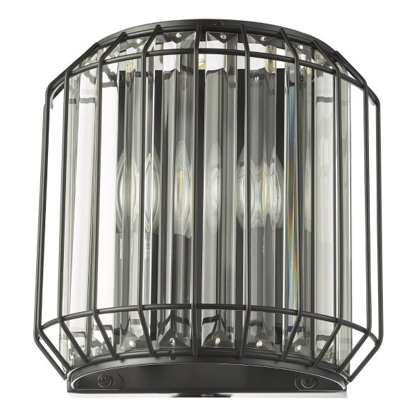 Naeva 2 Light Wall Light Matt Black Glass - Image 2